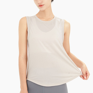 [Strict Selection] Yoga Clothing Women's Summer Running Loose Top Sleeveless T-shirt Mesh Breathable Blouse Sports Fitness Clothing