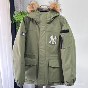Putian ML Large Wool Collar Down Jacket Goose Down Warm Windproof Wool Collar Hooded Jacket Tooling Men's and Women's Down Jacket Fashion Brand