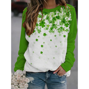2023 Summer new cross-border European and American foreign trade women's WISH Amazon 3D casual Korean style round neck long sleeve T-shirt
