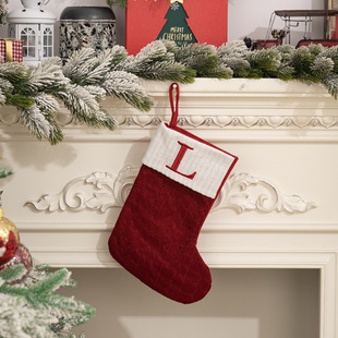 Hobbe Christmas Decorations Magenta Knitted Letter Socks Medium Embroidered Letter Christmas Stocking DIY Gift Bag