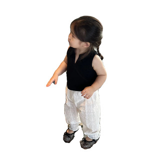 South Korea suit Children's Pants 2024 Summer New Girls' Casual Thin Breathable Anti-mosquito Pants for Going Out