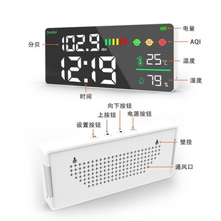 Настенный децибелометр Шумометр измеритель уровня звука decibel meter Часы Мониторинг температуры и влажности