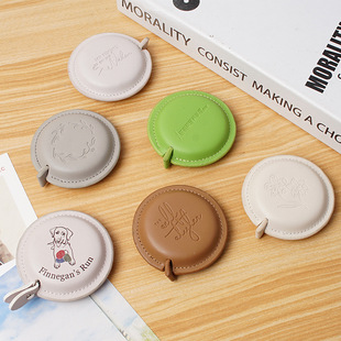 Carry-on PU Leather Small Tape Measuring Coat Leather Tape Measuring Three Waistline Measuring Small Tape Round Mini Tape