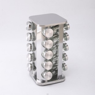 New square head 430 stainless steel rotating seasoning rack kitchen special 360 degree turntable seasoning tank storage rack wholesale