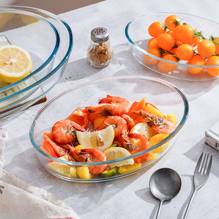 Factory direct oval glass baking tray heat-resistant rectangular fish tray household microwave oven oven suitable for fish tray