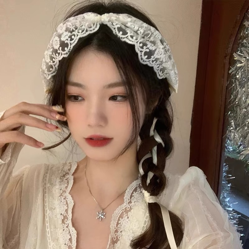 Ballet Style ~ Super Fairy Lace Headband to Tie Hair, Women's Hair Band Headwear, Internet Celebrity New Forest Style Streamer Headband Hair Accessories
