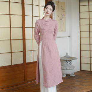 New Chinese Cheongsam dress Women's Tea Clothing Tea Art Clothing suit Zen Zen Clothing Chinese Style Tang Clothing Women's Clothing Spring and Autumn