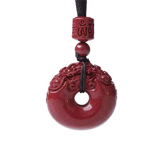 Cinnabar Pendant Pi Xiu Ping An Buckle Mine Purple Gold Sand Imperial Sand This Year of Life Six Words True Words Men's and Women's Pendant