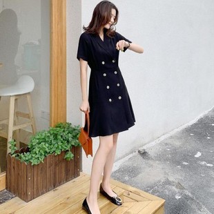 Suit Dress for Women 2024 Spring and Summer New Elegant Professional Design Waist Double-breasted Slim Sweet Skirt