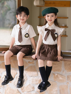British Academy Style Kindergarten Summer Garden Clothes Shirt Suit School Uniform Primary School Children's Summer Class Clothes Graduation Clothes
