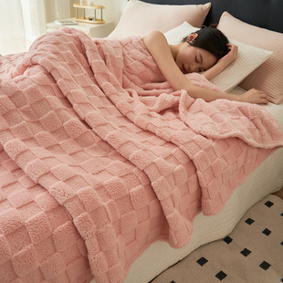 Class A Maternal and Infant Thickened Waffle Blanket Taff Fleece Office Nap Blanket Double-sided fleece-lined Solid Color Cross-border
