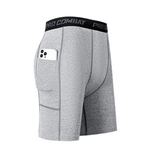 Fitness Compression Tight Five-point Pants Men's Sports Pocket Tight Pants High Elastic Quick-drying Running Training Sports Leggings