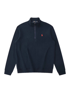 Polo stand collar cotton sweater pony half height zipper men's casual wear all-match Paul pullover long sleeve
