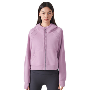 Loose Cardigan Zipper Hoodie Women's fleece-lined Sports Jacket Top Autumn and Winter Yoga Jacket DAW151