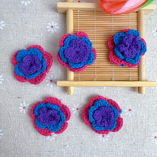 In stock 2.5 mini three-dimensional crochet small flower two-color hand hook woven cotton thread small flower clothing accessories accessories