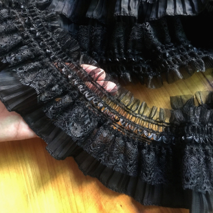 Stretch pleated lace lace diy skirt handmade clothes accessories black and white width 8cm