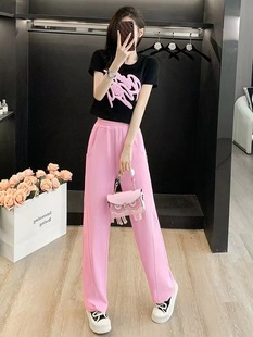 Salt Style Fried Street Sports Leisure suit Women's Summer 2024 Fashionable Western Style Embroidered Short-sleeved T-shirt Trousers Two-piece Set
