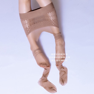 Diamond mesh waist 360 seamless seamless high waist slightly shiny ultra-thin stockings women's sexy 0D silky open crotch black silk