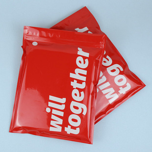 Custom red T-shirt clothing packaging bag wholesale plastic zipper bag thickened high-grade PE aluminized underwear self-sealing bag