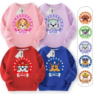 Cross-border Cartoon Printed Clothes Children's Clothes fleece-lined Winter Sweatshirt Spring and Autumn New Girls' Round Neck Sweatshirt Boys' Top