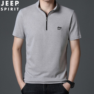 JEEP SPIRIT летняя футболка мужская полулунная застежка-молния с короткими рукавами рубашка поло молодежная сплошная опрокидка