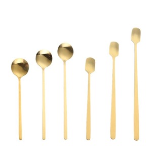 Factory direct supply stainless steel coffee spoon net red small round spoon coffee mixing spoon mug square head spoon laser LOGO