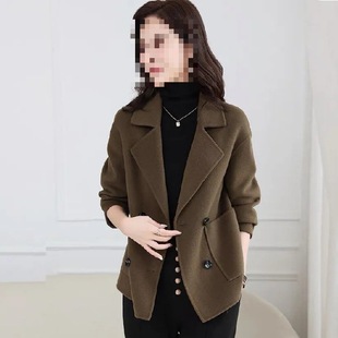 Woolen coat short coat women's 2023 autumn and winter new age-reducing Korean version of long loose coat coat cross-border