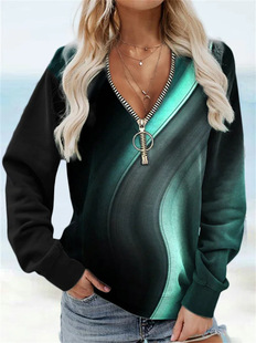 2023 autumn and winter new cross-border supply Amazon AliExpress POLO collar sweater loose casual zipper long sleeve