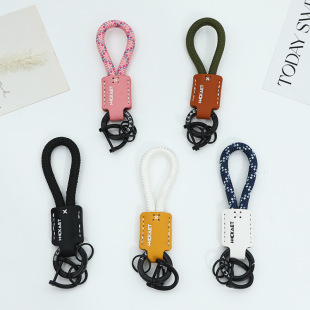 Handmade Cowhide Keychain Simple Men's and Women's Mobile Phone Lanyard Advanced Anti-losing Car Multifunctional Key Ring in stock