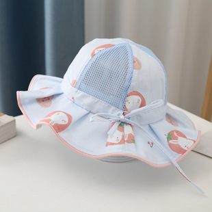 Baby's Sunshade Hat Girl's Baby's Hat Summer Thin Large Brim Spring and Summer Sunscreen Sun Hat Girl's Fisherman Hat