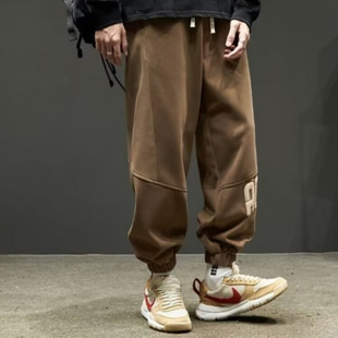 Mid-Waist Autumn Fashion Trendy Grey Sweat Pants Men's American Street Heavy Pants regular Loosening Teenagers Leg