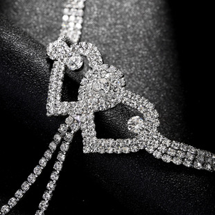 AliExpress New Full Diamond Double Love Nipple Chain European and American Nightclub Sexy Rhinestone Chest Chain Body Chain