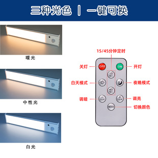 Ultra-thin led human body induction light bar wiring-free charging magnetic night light wine cabinet wardrobe smart cabinet light