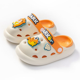 Children's Slippers Home Bathroom Non-Slip Baotou Soft Bottom Hole Shoes for Boys and Girls Baby Sandals and Slippers for Children Puffer