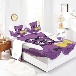 Animal Owl Pattern Cross-Border Fitted Sheet Four-Piece Bedding Set Bedroom Dormitory Bedding Decoration