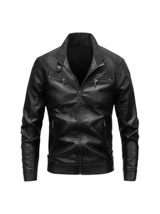 Leather Jacket Men's 2024 New Men's Leather Jacket fleece-lined Thickened Ins Motorcycle Men's Korean Autumn and Winter
