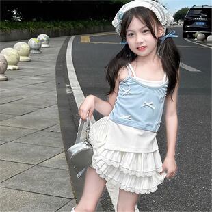 2025 New Girls' T-shirt Short-sleeved Vest Children's Summer Dress Girls Stylized Sleeveless Base Shirt Summer