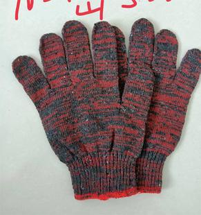 Labor protection gloves red flower thickened cotton yarn building wear-resistant non-slip work nylon cotton thread protective knitted gloves wholesale