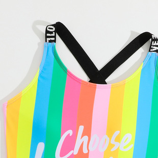 2025 new children's one-piece swimsuit rainbow color swimwear cross-border manufacturers wholesale fashion girls fashion swimwear