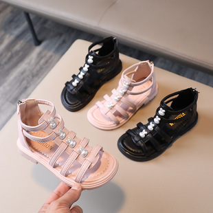 Girls' Roman Sandals Spring and Summer 2024 New Korean Style Fashion Casual Sandals Little Girl Children's Princess Children's Shoes