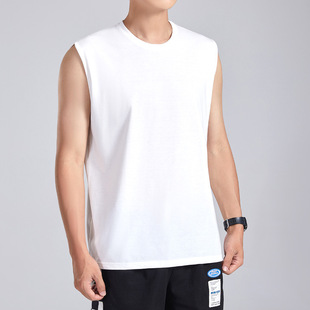 Men's American-style Heavy Shoulder Vest Sports Sleeveless T-shirt Round Neck Loose Base Top Solid Color Breathable