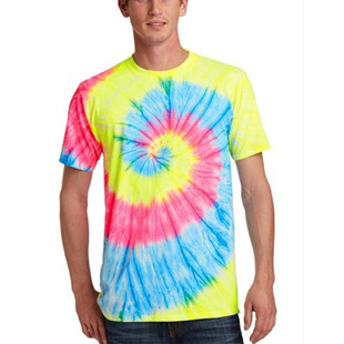 Amazon Spring and Summer Tie-Dye Printing Series European and American Men's Fashion 3D Printing Men's T-Shirt Top Multicolor