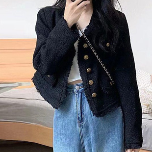 Early spring black Chanel style coat for women Spring and Autumn 2023 new French socialite temperament small short top