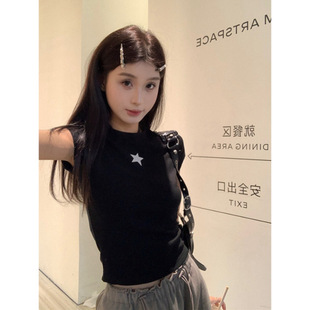 Small ShorT Navel-baring Top wiTh Design, STar PrinTed ShorT-sleeved T-shirT for Women, Summer Slim Inner Layering ShirT