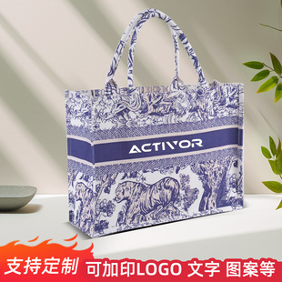 Manufacturer Customized Banner Tiger Canvas Tote Bag National Trend Printed Satchel Work Clothing Trendyy Canvas Shopping Bag