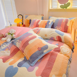 Skin-friendly warm thickened snowflake velvet milk velvet quilt cover single piece Winter double-sided fleece-lined single double flannel quilt cover