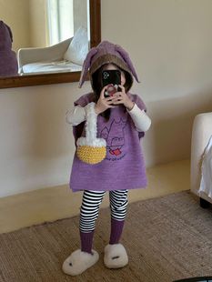 2023 autumn new children's clothing Korean style children's clothing girls' cute long ears wool vest sweater