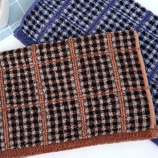 Cotton absorbent dark plaid 30*30 four square towel G6206