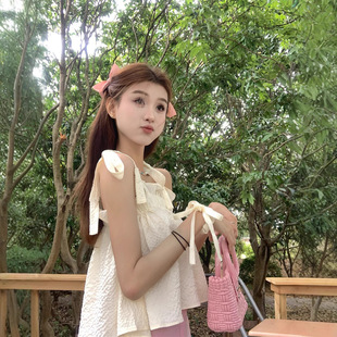 Fresh Texture Short Strap Camisole Women's Spring and Summer Outfit Loose Sleeveless Top