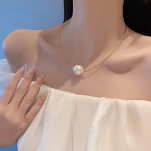 South Korea French Retro Pearl Necklace Women's 2024 New Fashionable Necklace Chain Light Luxury Niche High-end Elegant Clavicle Chain